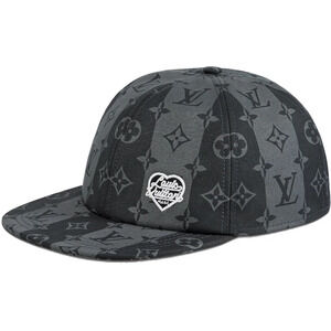 Louis Vuitton Nigo LV Made Black Grey Stripe Logo Sun Cap Baseball Hat 58cm M